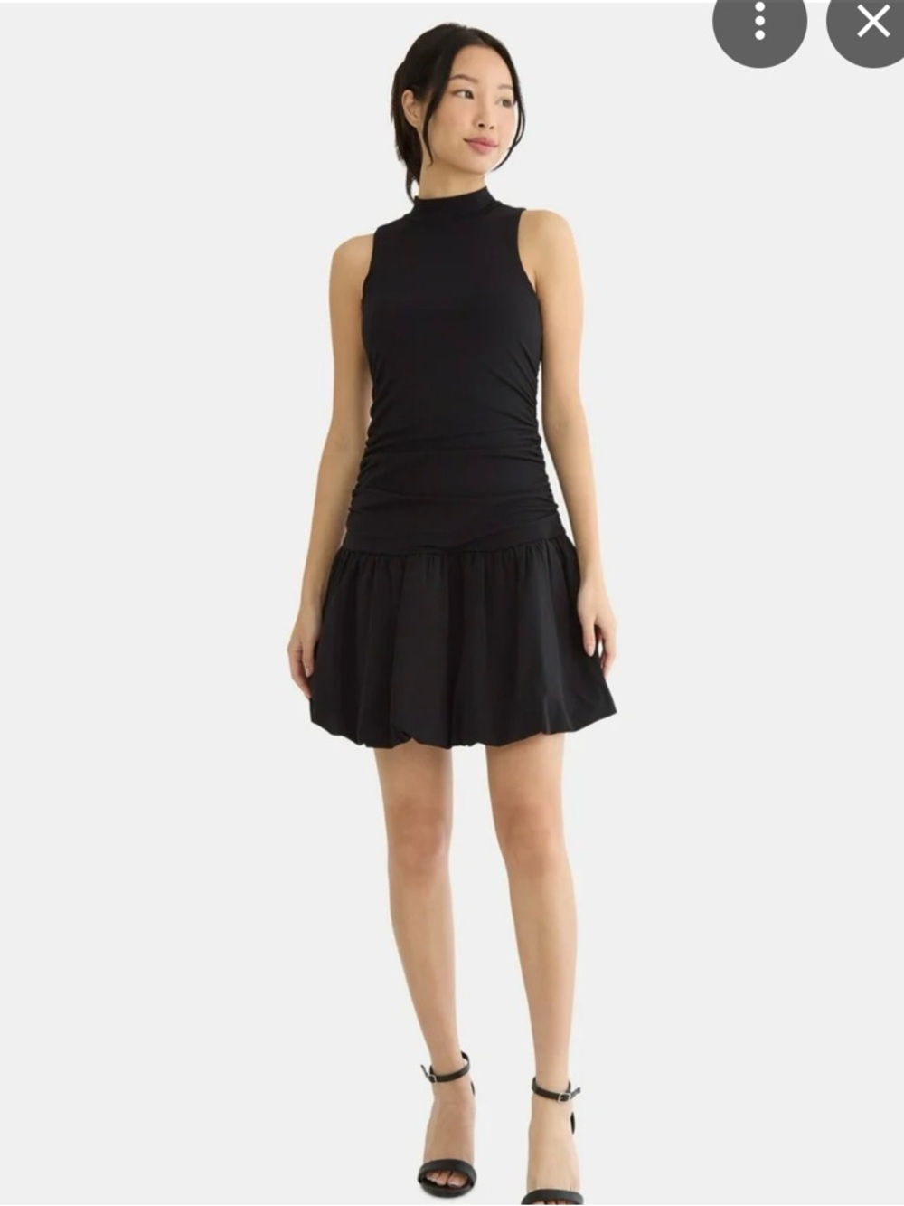 Mock-Neck Sleeveless Mini Dress in Black